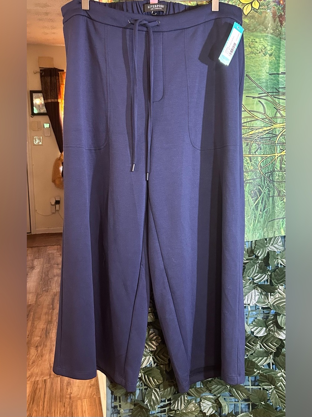 Liverpool Women’s Plus Size Pull-on Wide Leg Crop Navy blue Pants: 2x/NWTs